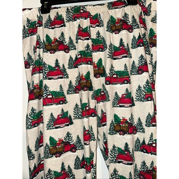 PJ Place Christmas Flannel Pajamas 2 pc. Unisex Adult XL Red Truck Tree Print - Picture 5 of 5